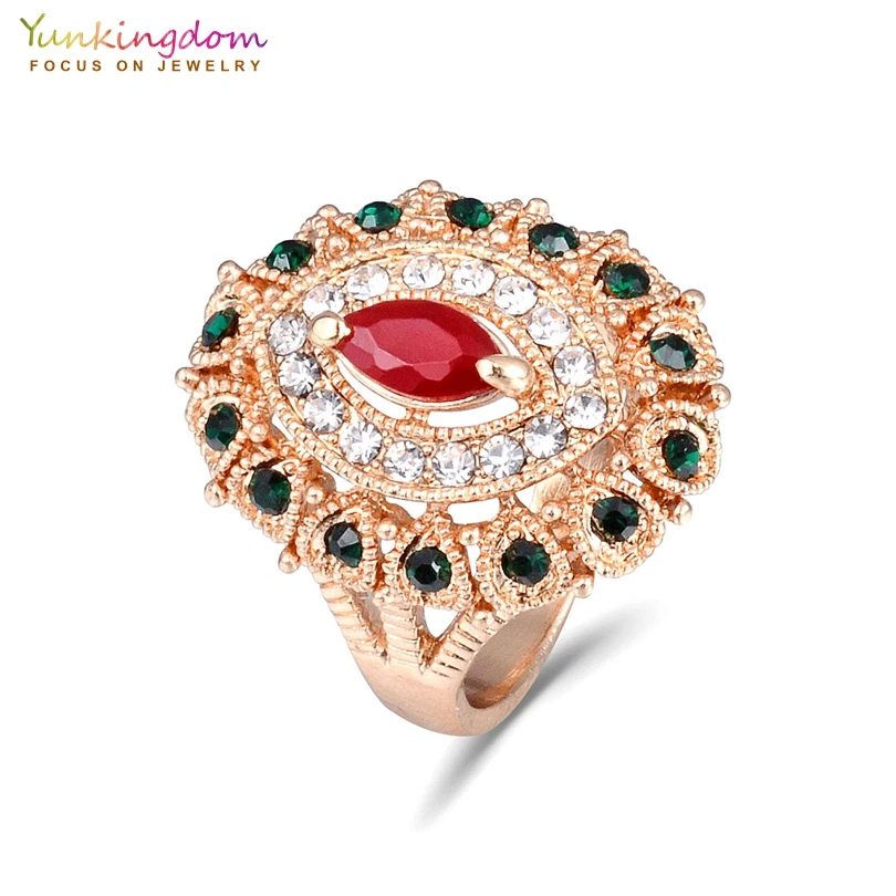 

Yunkingdom High Quality Rings Anel Gold & Silver Color Women Rings Indian Jewelry Charms Party Holiday Gift