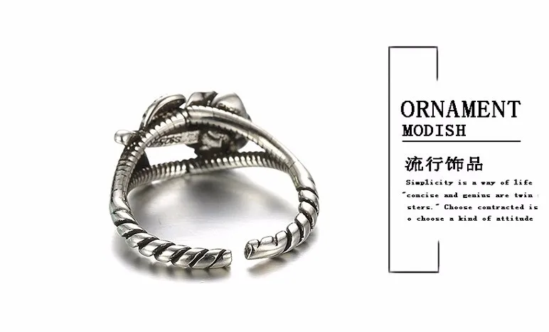 Винтажные 925 пробы-серебряные ювелирные изделия Роза канат форма линии открытие тайское серебро старый серебряные кольца ювелирные изделия для женщин Анель 16 мм S-R06
