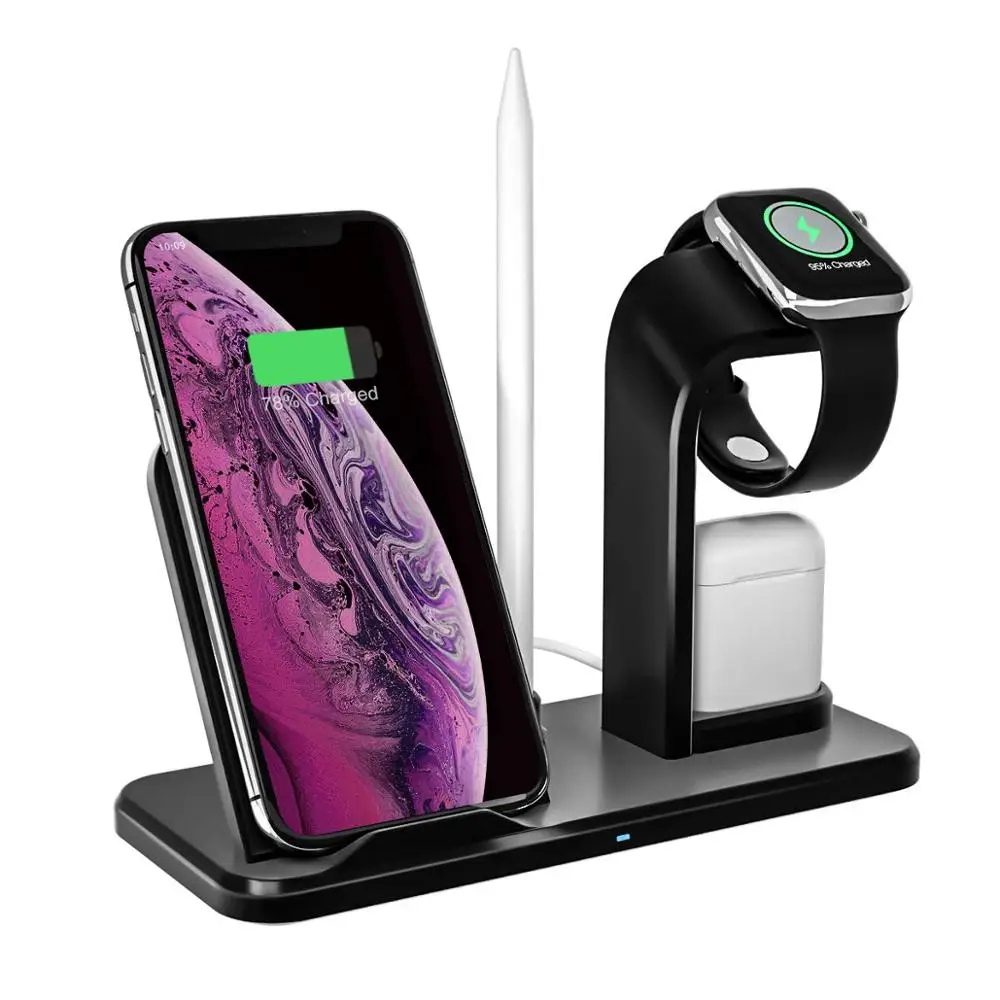 

3 in 1 Qi Wireless Charger for iPhone XR X Xs 10W Fast Charge Detachable Wireless Charger Stand for Airpods Apple Watch Station
