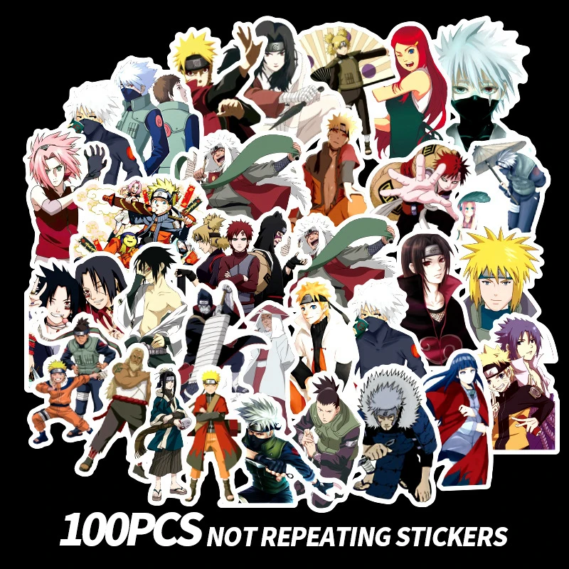 

Anime Sticker Pack 100pcs Naruto Sasuke Stickers For Laptop Skateboard Snowboard Guitar Fridge Backpack Decal Waterproof Sticker