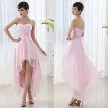 Elegante Eine Linie Schatz-sleeveless Cocktailkleider Lace-up Faltechiffon-High Low Robe De Cocktail Importiert Partykleid SD013