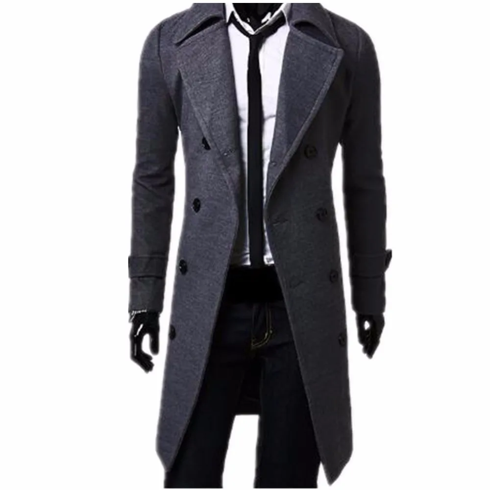 Мужской двубортный Тренч Lisa Colly серый черный зимний 2019|jacket coat men|coat menfashion men |