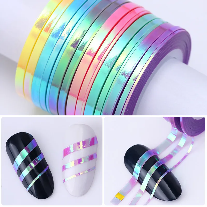 

3Pcs Pearl Shell Nail Striping Tape Line Holographic 1mm 2mm 3mm Laser Adhesive Line Decal DIY Styling Transfer Sticker UV Gel