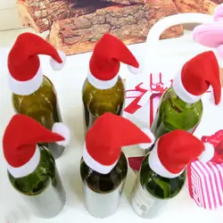 EMS 1000 шт. Рождественская шапка бутылки вина шапка шляпа Творческий отделочные материалы высокого ранга матовый ткань красный милые