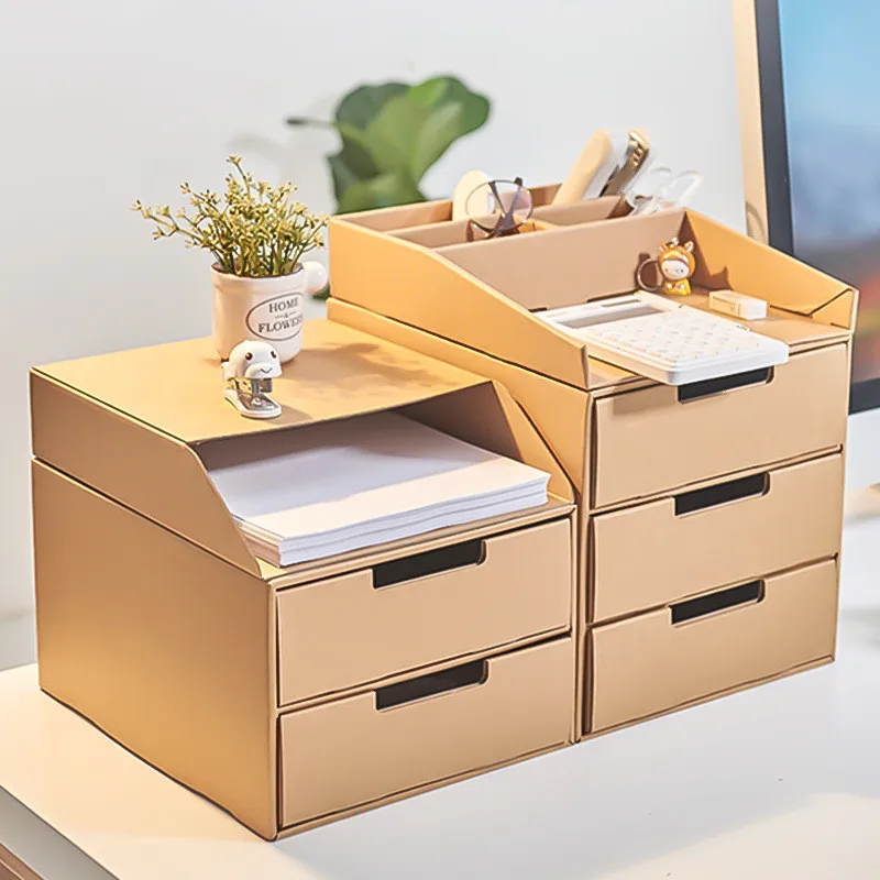 Desktop Multi layer Drawer Storage Box Creative Multifunctional Kraft