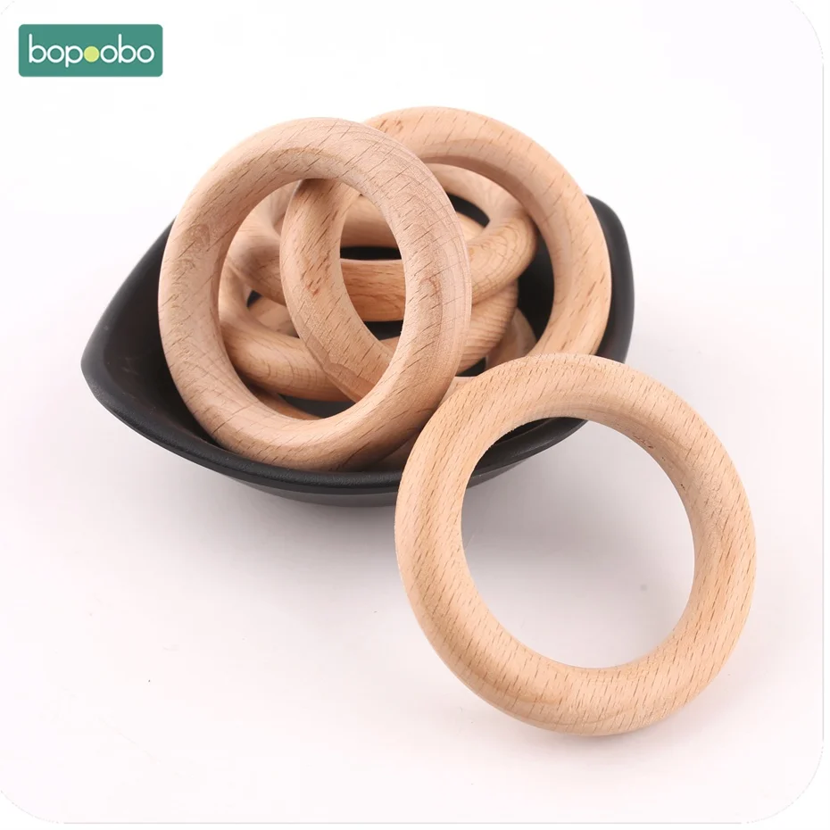 Bopoobo 10 шт. бук деревянный браслет 60 мм круглый деревянный Прорезыватель DIY аксессуары для браслетов подарок для младенцев Безопасный и