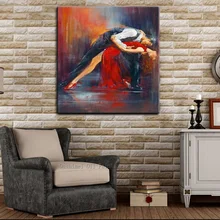 Hand-painted Impressionist Dancer Oil Painting On Canvas Handmade Sexy Lady and Man Dancer Dancing Tango Wall Art Hang Pictures