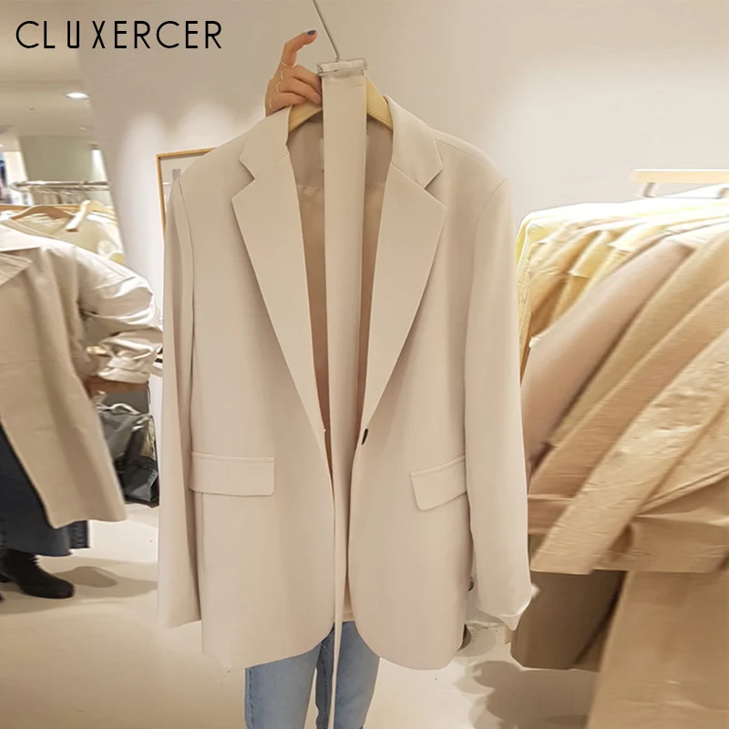 

Woman Blazer Notched Collar Pocket Long Sleeve Office Lady Coat Solid Color Slim Suit Blazers Winter Outerwear Female Clothing