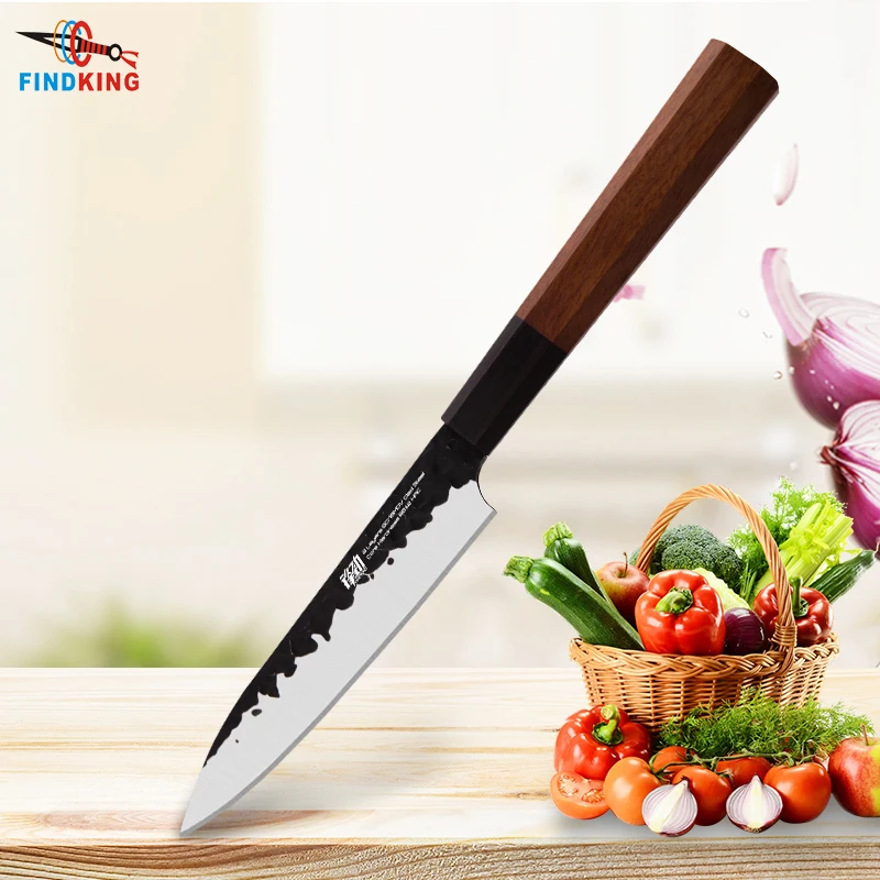 

FINDKING 5 inch Clad Steel Japanese Professional Octagonal Handle Kitchen Fruit Knife Utility Knives