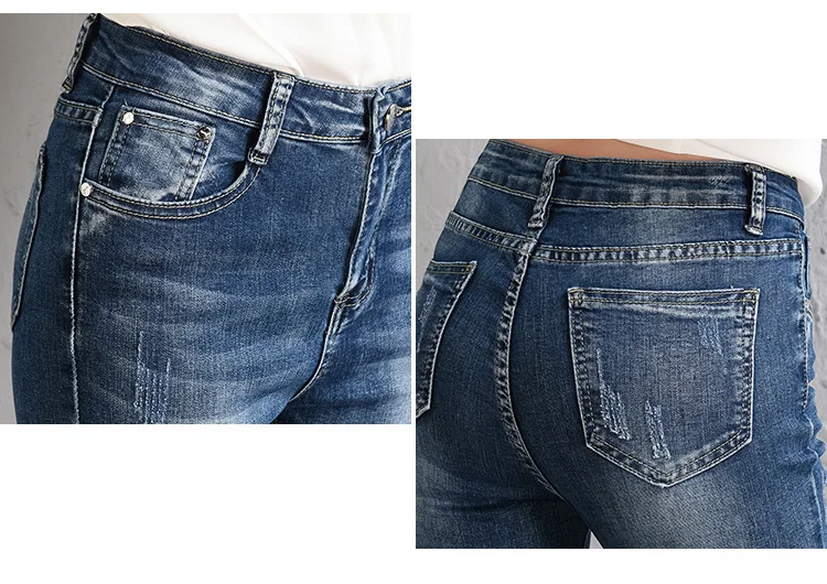 Винтаж вышивка цветок ботильоны-Длина расклешенные брюки студенты новая мода регулярное женские тонкие джинсовые женские брюки Для