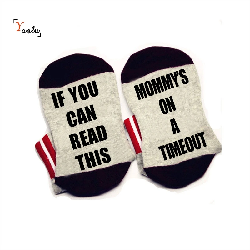 Если вы можете прочитать это носки мама, на timeout удобные хлопковые носки Мужчины Женщины лодыжки носки с милые поговорки подарок для мамы - Цвет: Gray black