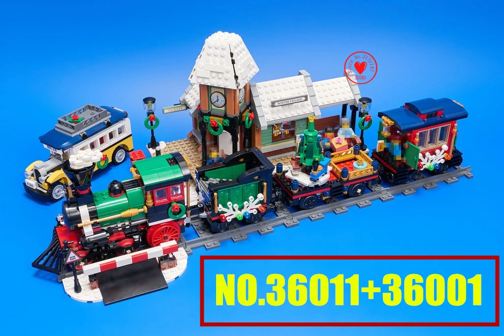 

New Winter Village Station fit legoings technic city creator model Building Blocks Bricks Toy christmas gift kid set