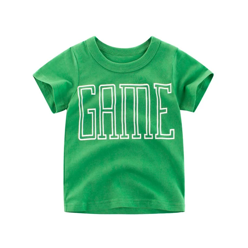CROAL CHERIE Summer Toddler Boys Girls Clothes Kids Clothing Fashion Letter Short Sleeves Children Shirts Tops Tee 90-140cm (6)