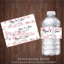 20 шт./партия на заказ, розовый цветок, бутылка для воды, этикетки, обертка для конфет, для свадьбы, для дня рождения, для курицы, вечерние украшения, подарок