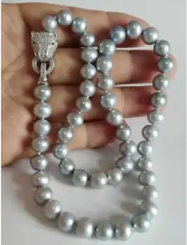 

charming 10-11 mm round grey pearl necklace 18inch 36"
