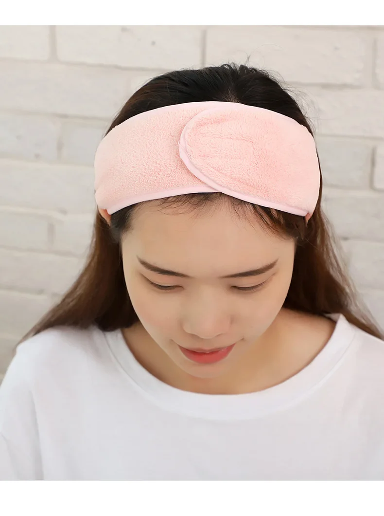 Eyelashes Extension Spa Facial Headband Make Up Wrap Head Terry Cloth Headband Stretch Towel with Magic Tape Makeup Hairband