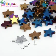 Olingart 8mm 60 pçs pedra natural preto hematite contas de metal chapeamento cor estrelas colar pulseira brincos diy jóias fazendo