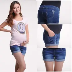 Осень 2017 г. шорты Premama с Краски отверстие для беременных джинсовые шорты уход живота модные Джинсовые шорты для беременных короткие штаны