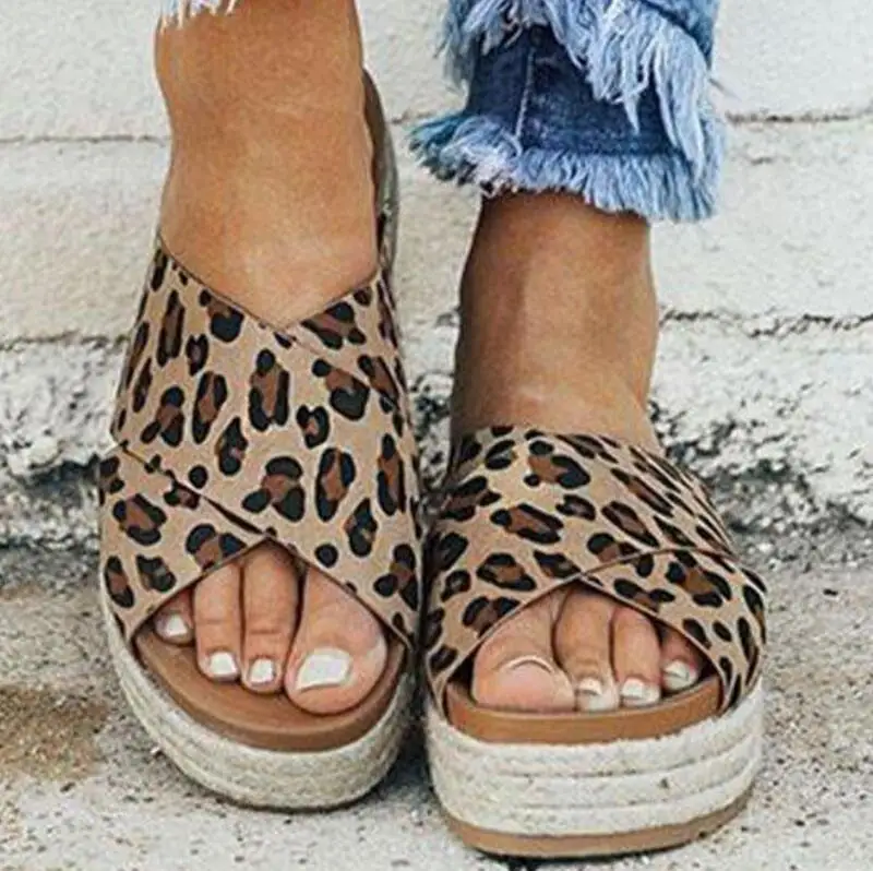 

girls sandalias mujer women summer sandals chunky mid heels slides vintage wedge slippers shoes woman sapato feminino D33147