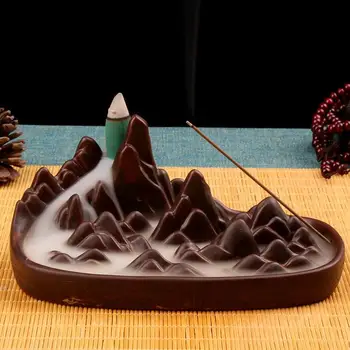 

Mountain Shape Backflow Incense Burner Smoke Waterfall Incense Holder Aromatherapy Furnace Aromatic Home Office Incense Crafts