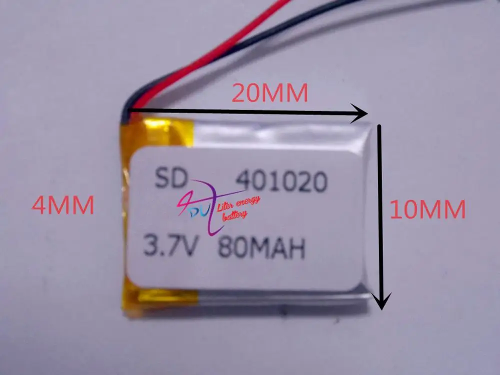 Полимер 400921 040921 401020 3,7 в 80 мАч гарнитура Bluetooth беспроводные умные часы браслет литиевая батарея