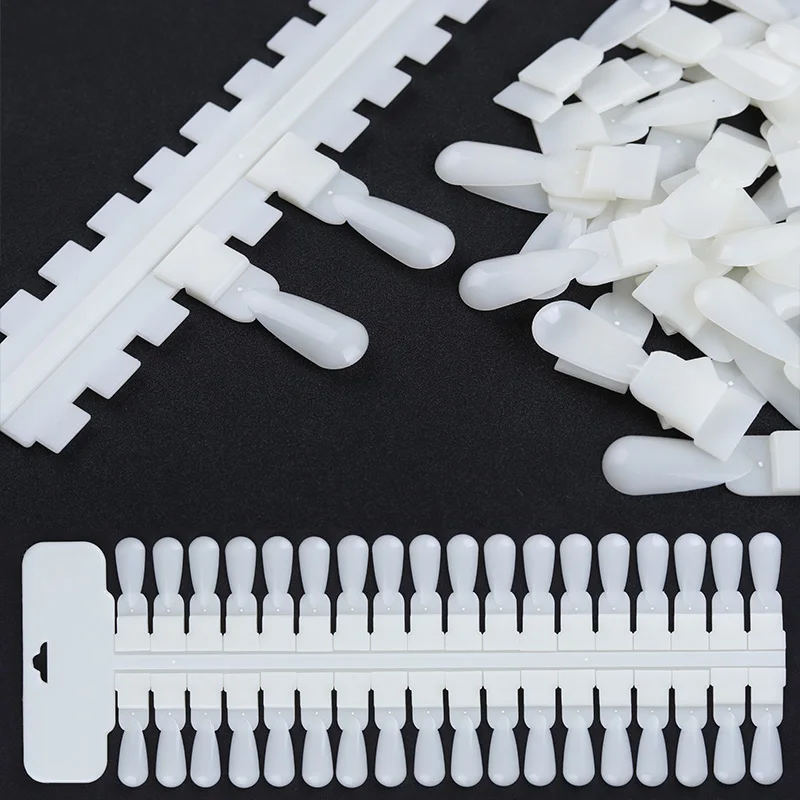 

36Pcs Removable Teardrop False Nail Tips Natural Color Card Nail Art Display Rack Manicure Practice Tool