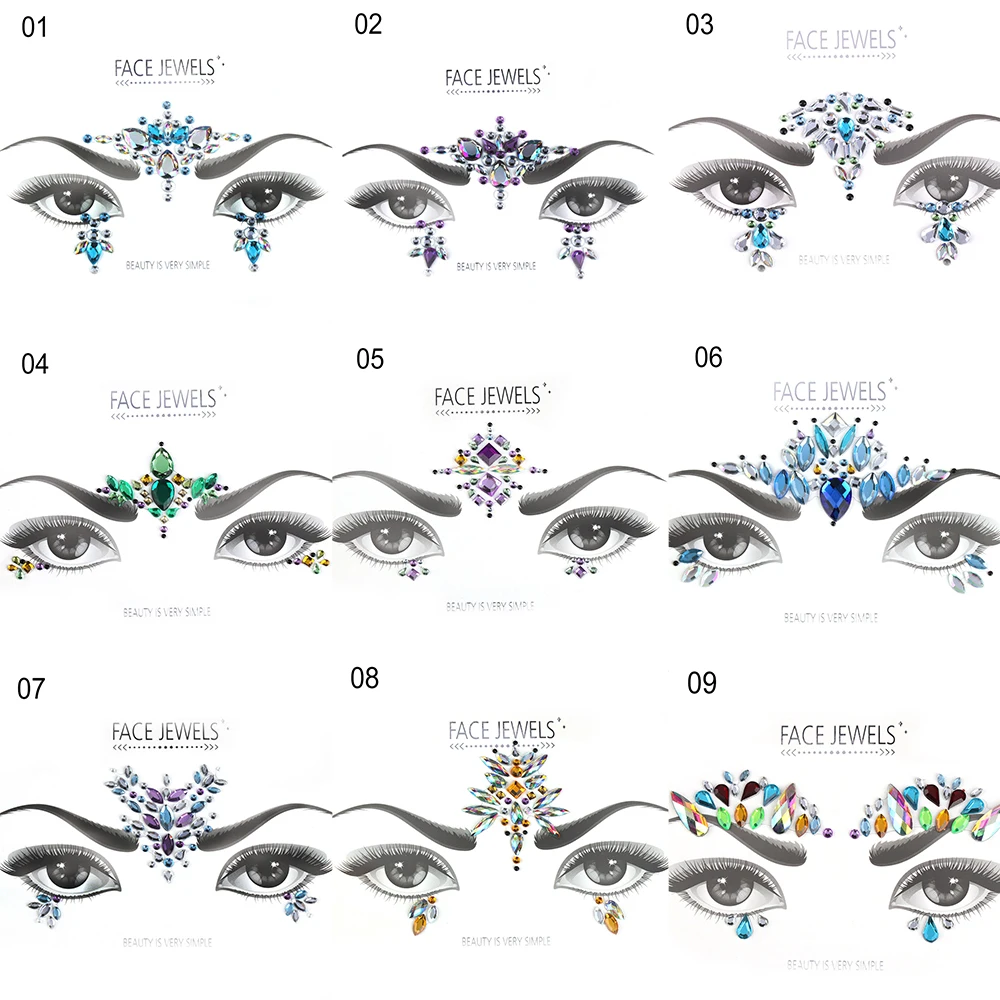 1 лист 3D наклейка для лица и глаз с кристаллами|tattoo sticker|temporary tattoo stickerface stickers |