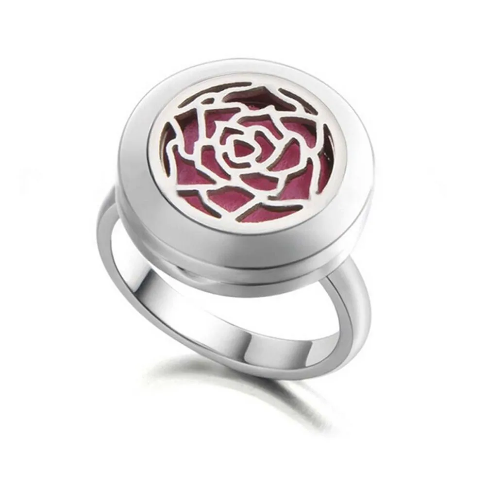 Aromatherapy Essential Oil Diffuser Ring With 3 color Cotton Pads Diffuser Jewelry Stainless