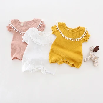 

Hot 2017 European&America Style infant Girl tassel Overalls Baby Girl Clothings 0 to 18m Toddler kids pyjamas summer