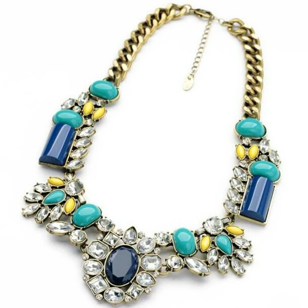 

2014 New Fashion Designer Green Boho Style Choker Vintage Chunky Statement Pendant Necklace Jewelry Design