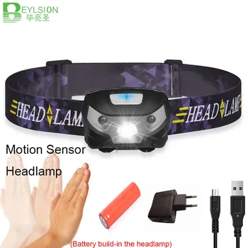 

head torch powerful mini rechargeable led headlamp 4000lm body motion sensor xml t6 led fishing head lamp USB headlight bulbs