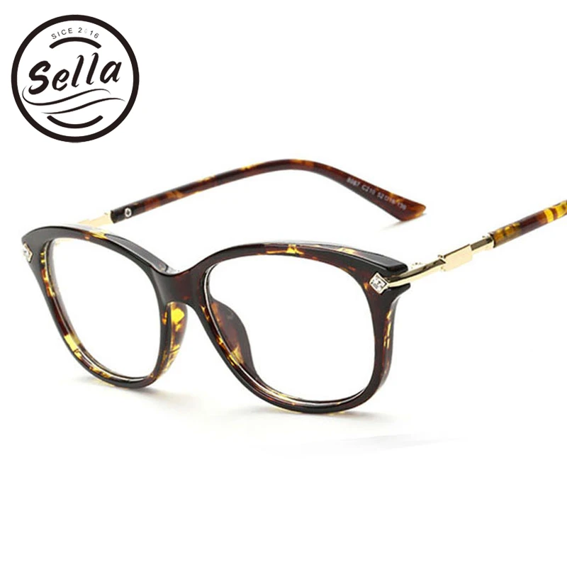Sella Fashion Crystal Decration Eyewear Brand Designer Women Square
