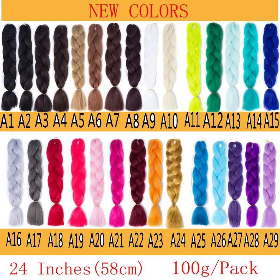 LISI HAIR Ombre Kanekalon Jumbo Braids Synthetic Braiding Hair 60Color Available 100g 24Inch Hair Extension Red Green 1pce (1) - 