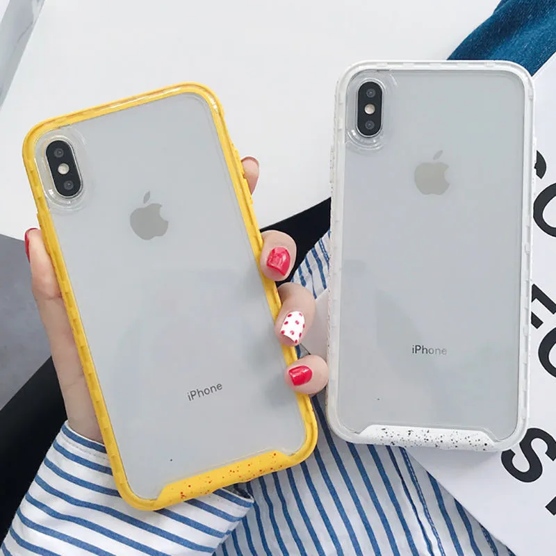 

Shockproof Candy Color Clear Phone Case For iphone X XS XR XS Max 6 6S 7 8 Plus Transparent TPU +PC Hard Protective Back Cover