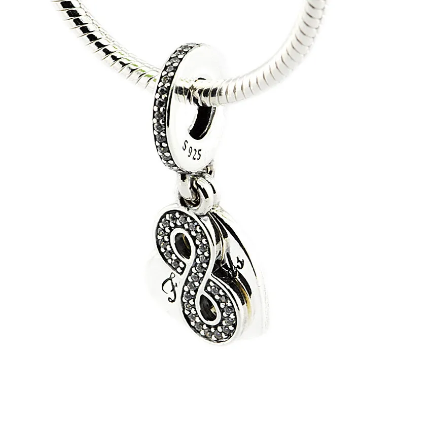 

Fit Pandora Bracelets Forever Friends Beads 100% 925 Sterling Silver Clear Zircon Dangle Charm for Jewelry Making DIY Beads F407