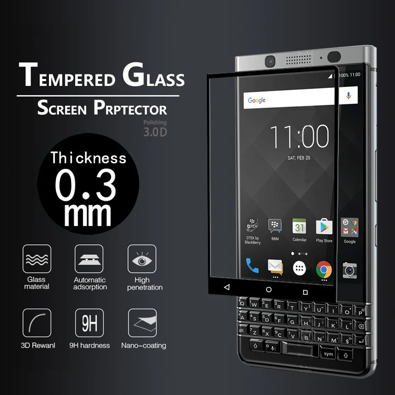 

Premium Full Coverage 3D Curved Tempered Glass Film for Blackberry keyone glass film for blackberry keyone Screen Protector film