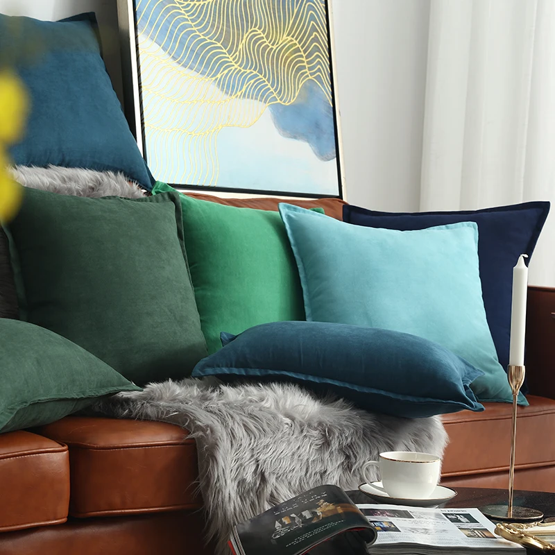

Solid Pillow Case Green Navy Blue Grey Cushion Cover Suede Home Decorative Pillow Cover Fringed 45x45cm/60x60cm/30x50cm