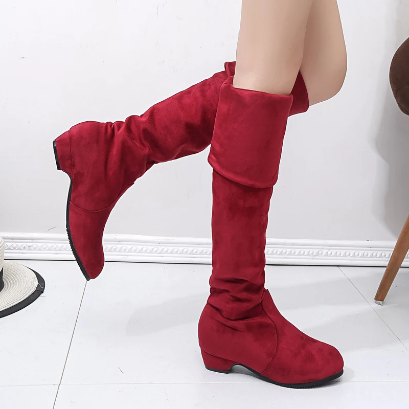 

Winter Women Boots Suede Flocking Mid-Calf Snow Boots Female Warm Fur Plush Botas Mujer Ladies Martins Grils Boots