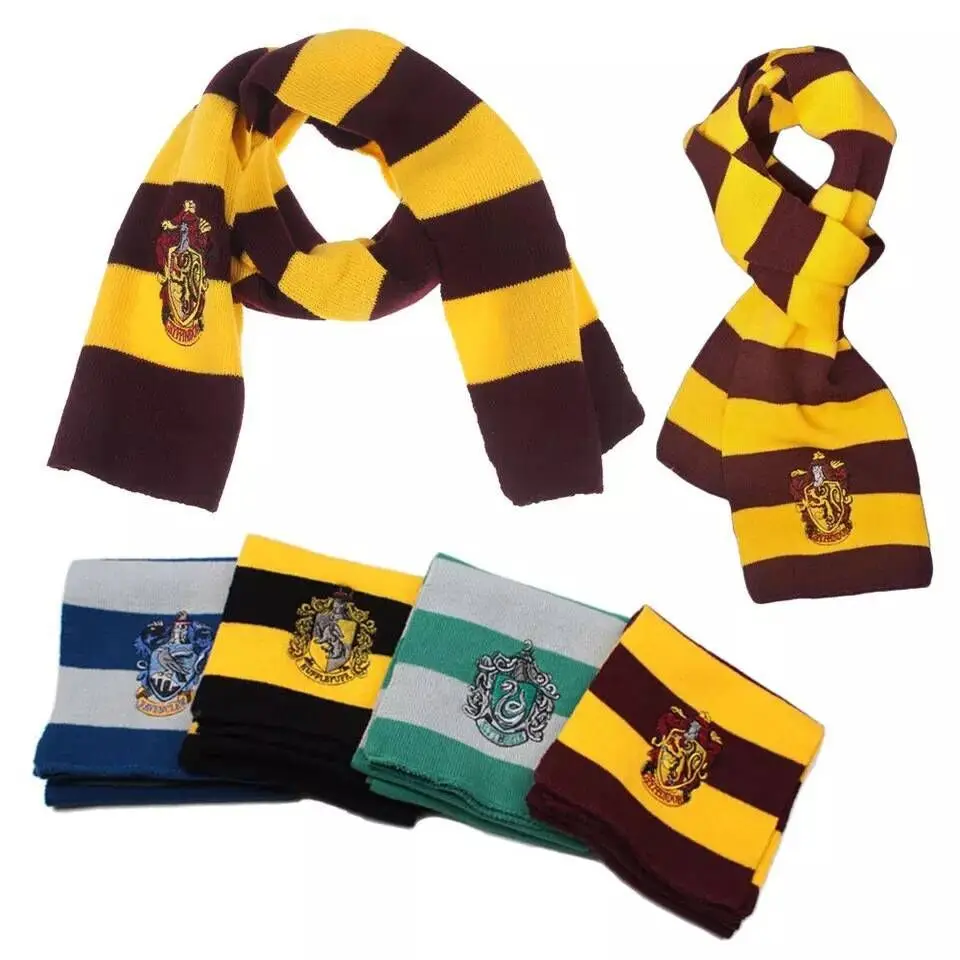 Теплый шарф-значок Harri Gryffindor Slytherin Hufflepuff Ravenclaw, шарфы, маскарадные костюмы для детей, подарок на Хэллоуин