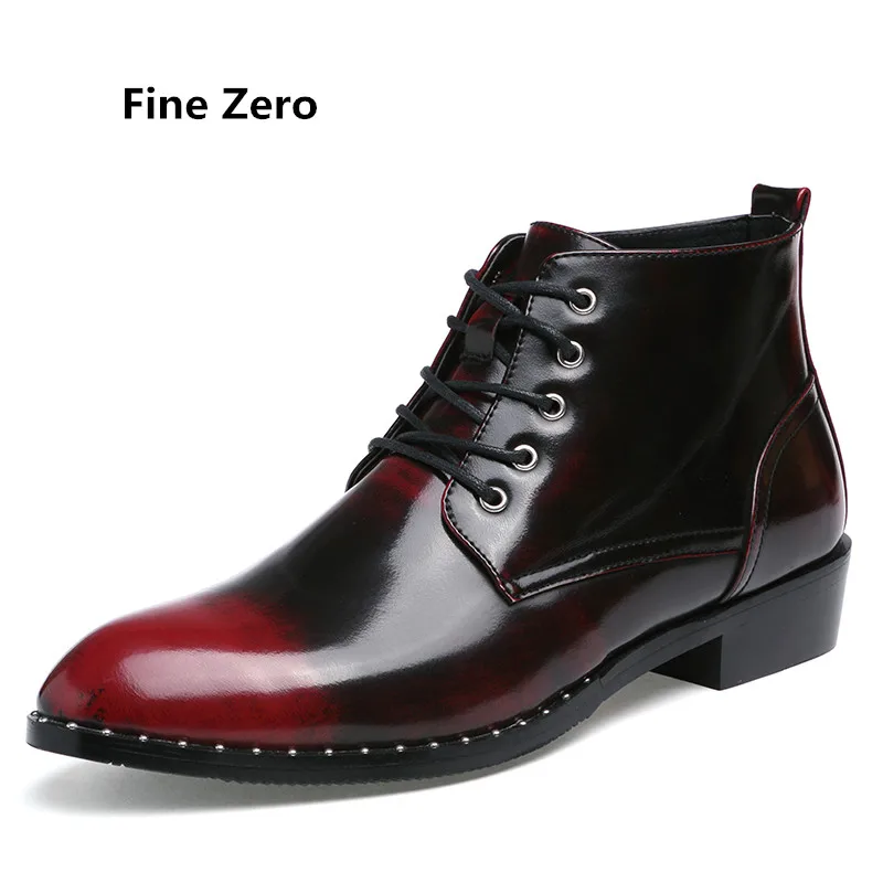

Fine Zero Male Genuine Leather Revie Boots Autumn men's Motorcycle Martin Boots men Oxfords Brogue Western dress business Bota