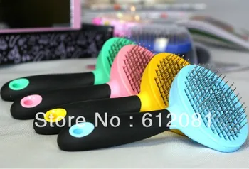 

dog brush cat automatically round pin pet comb brush massage comb Beauty Stainless Steel 10pcs/lot