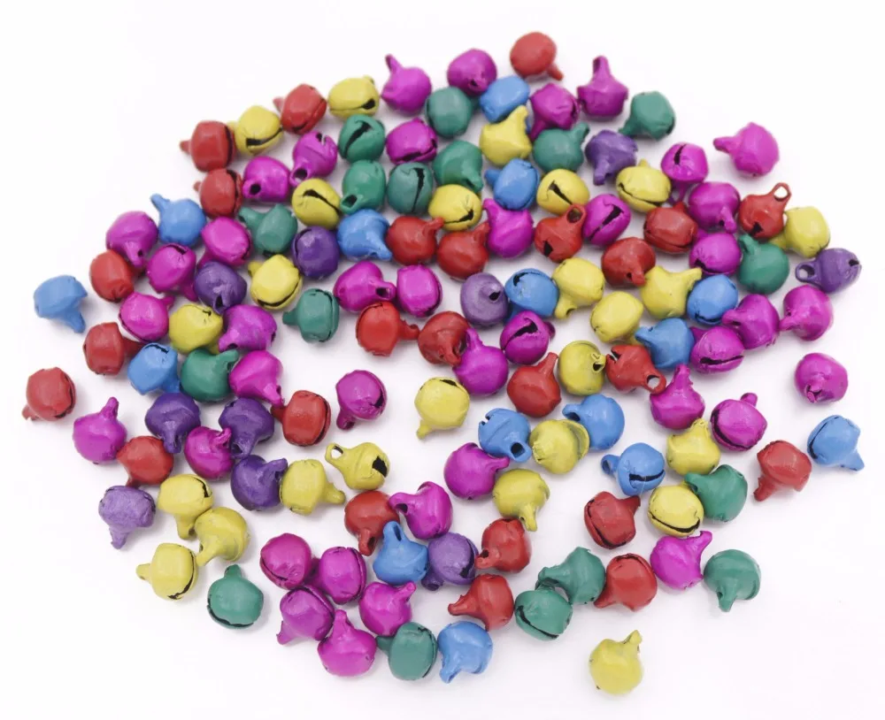 

Bulk Lot 100 PCS Tiny 6X8mm Multi-Color Metal Jingle Bells For Crafts Chrismas