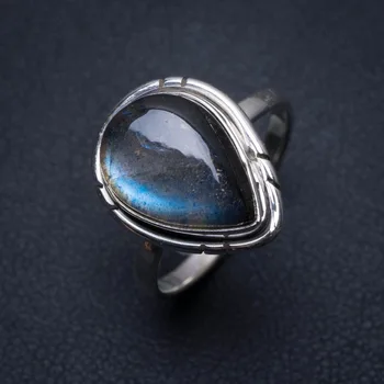 

Natural Blue Fire Labradorite Boho 925 Sterling Silver Ring, US Size 5.5 S2532