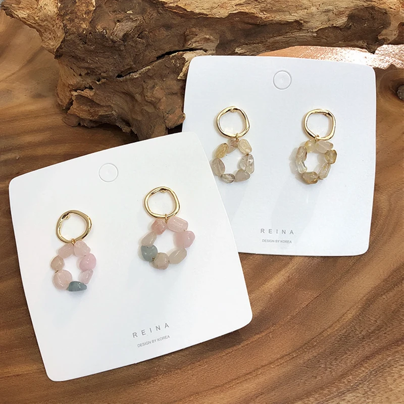 

Vintage Colorful Stone Dangle Earrings cool wind temperament personality Drop Earring Fashion New Design Party Gift Bohemia Boho