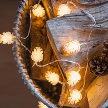 20 Pinecone сухая Батарейная гирлянда на 3,3 м длинные сказочные огни для праздничного освещения рождественские украшения гирлянды
