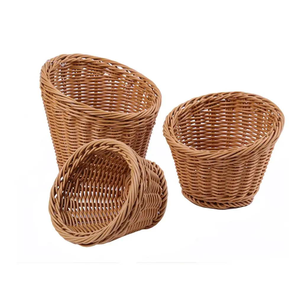 

3pcs/set Storage Basket Artificial Rattan Storage Vegetable Fruit Popcorn Basket cesto organizador panier de rangement
