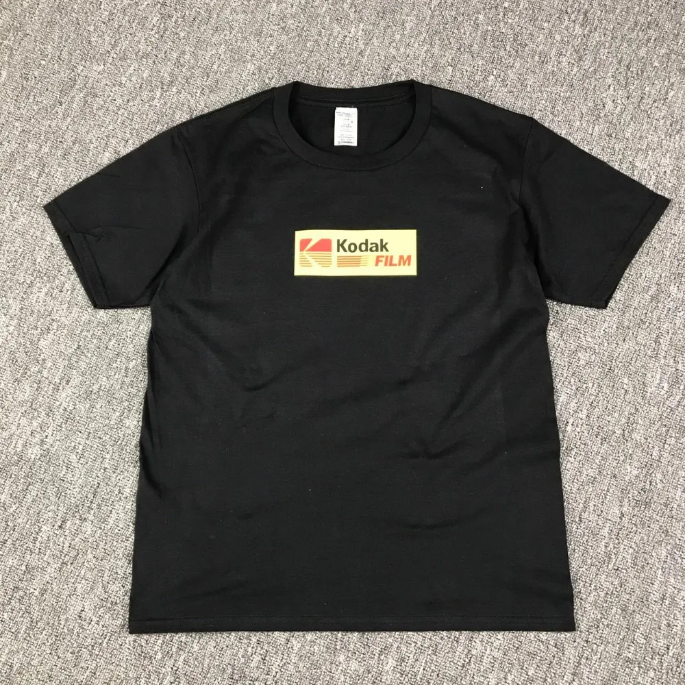 Летняя мужская и женская футболка INS Корейская ретро свободная футболка с надписью Kodak с коротким рукавом KODAK хлопковая футболка