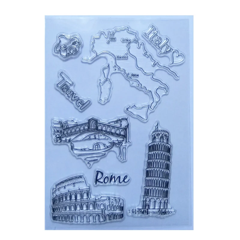 

Map of Italy Clear Stamps for Card Making Scrapbooking Photo Album Decor Rubber Silicone Craft Italian Travel Transparent Stamp