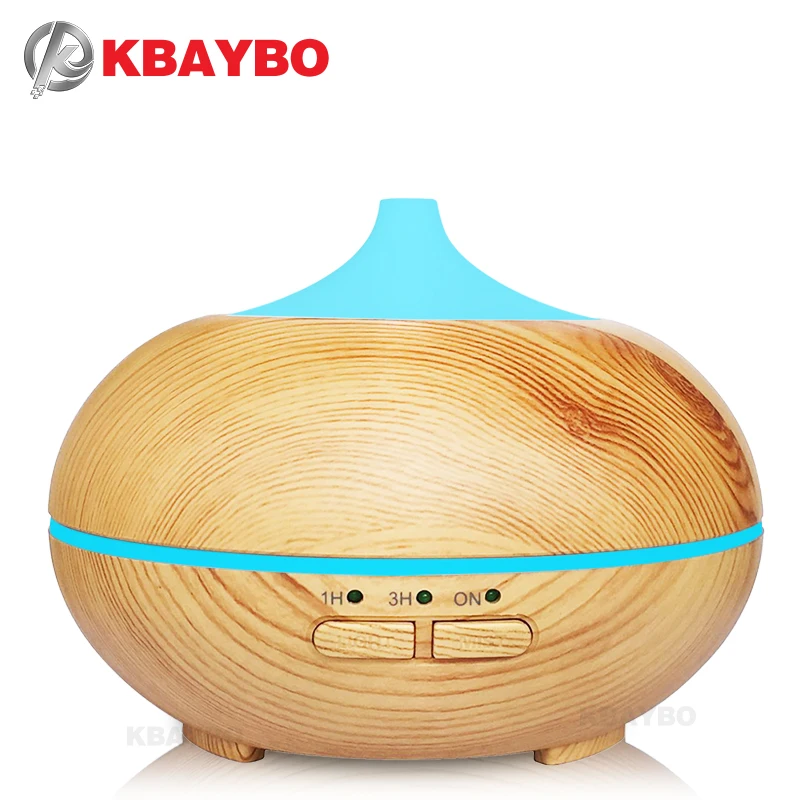 Цена KBAYBO 150 мл ультразвуковой увлажнитель холодный туман Арома диффузор ароматерапия дерево эфирное масло диффузор светодиодный свет для Office дл...