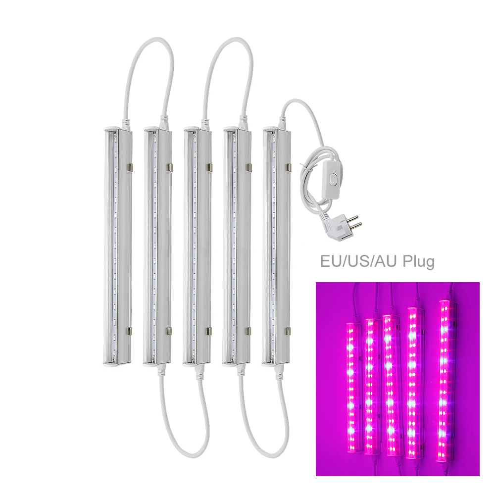 New T5 Tube Full Spectrum LED Grow Light 660nm Red and 455nm Blue With Power plug switch wire AC